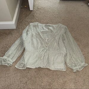 Abercrombie & Fitch Sheer Blouse - Light Green